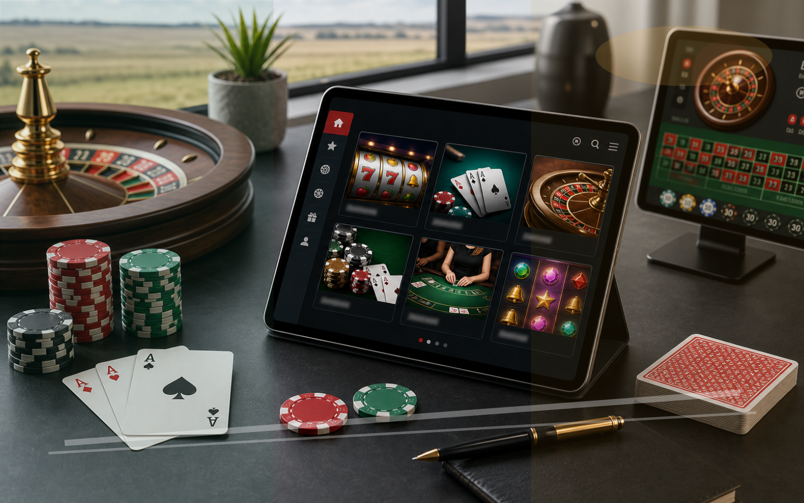 Generic casino lobby with slots and table games